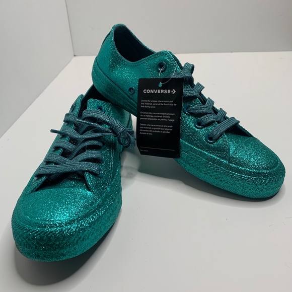 NEW Converse | Turquoise Glitter Low Tops size 7 - Picture 4 of 8
